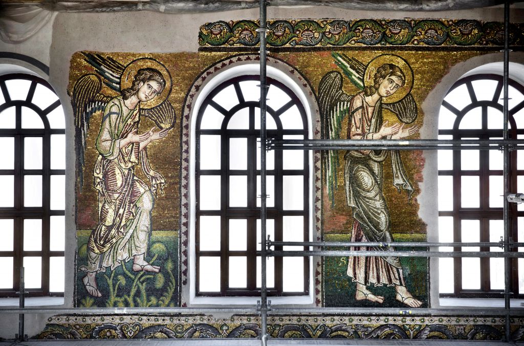 Renovated mosaics and windows are seen the Church of the Nativity, in the West Bank city of Bethlehem on February 4, 2016. (AP Photo/Nasser Nasser) Renovated mosaics and windows are seen the Church of the Nativity, in the West Bank city of Bethlehem on February 4, 2016. (AP Photo/Nasser Nasser)