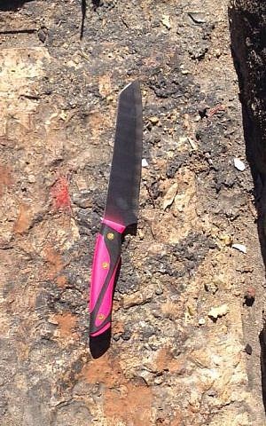 A knife found on a suspect in Jerusalem on February 16, 2016. (Police Spokesperson's Unit)