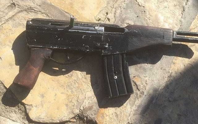One of the 'Carl Gustav' automatic rifles used in the attack at the Damascus Gate outside of Jerusalem's Old City on February 3, 2016. (Israel Police)
