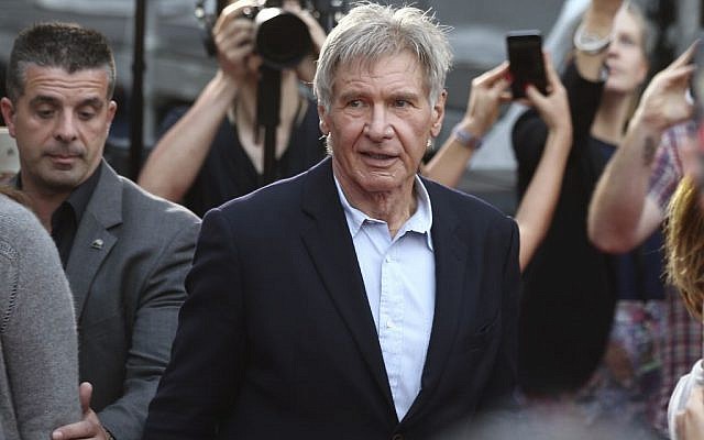 In this December 10, 2015 file photo Harrison Ford walks during a Star Wars fan event in Sydney. (AP Photo/Rob Griffith, File) In this December 10, 2015 file photo Harrison Ford walks during a Star Wars fan event in Sydney. (AP Photo/Rob Griffith, File)