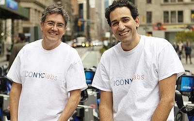 Arie Abecassis (left), and Eyal Bino (right), cofounders of ICONYC Labs, an accelerator program that helps launch Israeli startups in New York. (Courtesy of ICONYC Labs)