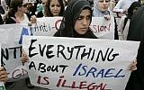 Illustrative: Muslim students at an anti-Israel protest at the University of California, Irvine, in 2006. (Mark Boster/Los Angeles Times via Getty Images/JTA)