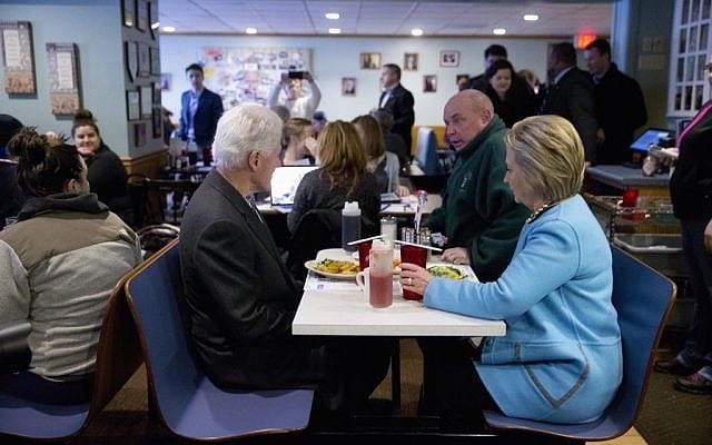 Democratic presidential candidate Hillary Clinton and her husband former President Bill Clinton, have breakfast, Monday, Feb. 8, 2016, at Chez Vachon restaurant in , N.H. (AP Photo/Matt Rourke) Democratic presidential candidate Hillary Clinton and her husband former President Bill Clinton, have breakfast, Monday, Feb. 8, 2016, at Chez Vachon restaurant in , N.H. (AP Photo/Matt Rourke)