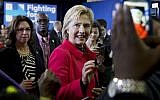 Democratic presidential candidate Hillary Clinton greets the crowd after speaking during a town hall meeting at Denmark Olar Elementary School in Denmark, S.C., Friday Feb. 12, 2016. (AP Photo/Jacquelyn Martin)