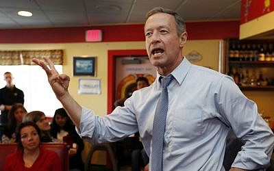 In this Jan. 22, 2016, file photo, Democratic presidential candidate former Maryland Gov. Martin O'Malley speaks during a campaign stop at the Tilton Diner in Tilton, New Hampshire. (AP Photo/Jim Cole, File)