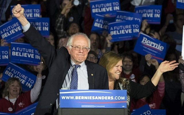 Democratic presidential candidate, Sen. Bernie Sanders, I-Vermont, and his wife Jane acknowledge the crowd as he arrives for his caucus night rally in Des Moines, Iowa, Monday, Feb. 2, 2016. (AP/Patrick Semansky) Democratic presidential candidate, Sen. Bernie Sanders, I-Vermont, and his wife Jane acknowledge the crowd as he arrives for his caucus night rally in Des Moines, Iowa, Monday, Feb. 2, 2016. (AP/Patrick Semansky)