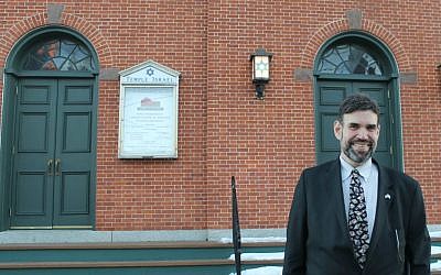 Rabbi David Senter outside Temple Israel in Portsmouth, New Hampshire. (Uriel Heilman/JTA)