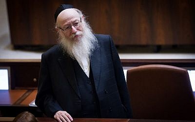 Minister of Health Yaakov Litzman during a Knesset plenary session, January 11, 2016. (Photo by Miriam Alster/FLASH90)