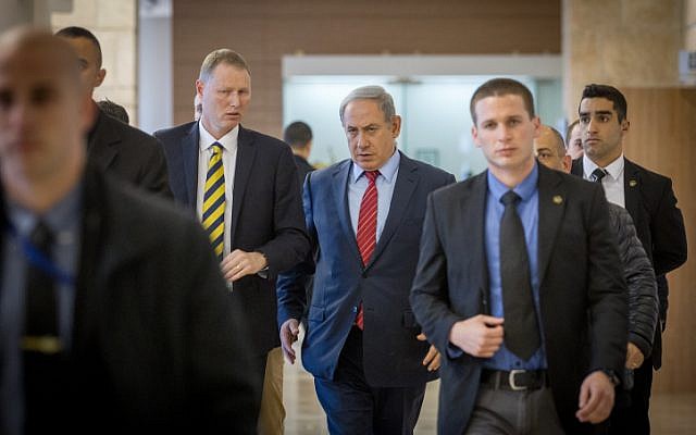 Prime Minister Benjamin Netanyahu arrives at the Knesset on February 22, 2016. (Miriam Alster/Flash90) Prime Minister Benjamin Netanyahu arrives at the Knesset on February 22, 2016. (Miriam Alster/Flash90)