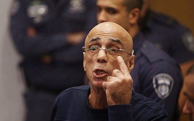 “Israel's Godfather,” Eitan Hiya arrives to the District Court in Tel Aviv to receive his sentence on February 25, 2016. (Moti Kimchi/POOL) “Israel's Godfather,” Eitan Hiya arrives to the District Court in Tel Aviv to receive his sentence on February 25, 2016. (Moti Kimchi/POOL)