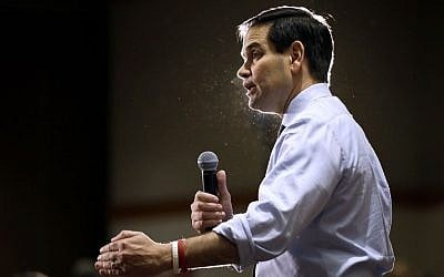 Republican presidential candidate Sen. Marco Rubio, R-Fla., speaks during a campaign rally, Sunday, Jan. 31, 2016, at the University of Northern Iowa in Cedar Falls, Iowa. (AP Photo/Charlie Neibergall) 