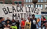 Protesters attend a Black Lives Matter demonstration in New York on April 29, 2015. (CC BY-SA Wikimedia commons, The All-Nite Images)