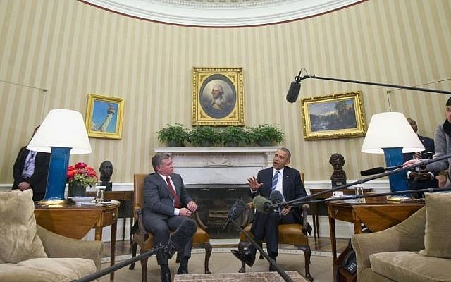 President Barack Obama meets with Jordan's King Abdullah II in the Oval Office of the White House in Washington,Wednesday, February 24, 2016. (AP Photo/Pablo Martinez Monsivais)