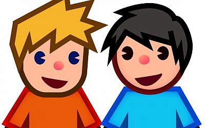 An emoji of two men holding hands