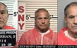 These composite photos provided by the California Department of Corrections and Rehabilitation show Sirhan Sirhan from left, in Oct. 29, 2009, Sept. 20, 2012, and Nov. 22, 2013. For nearly 50 years, Sirhan has been consistent: He says he doesn't remember fatally shooting Sen. Robert F. Kennedy in a crowded kitchen pantry of the Ambassador Hotel in Los Angeles. The Jerusalem native, now 71, has given no inkling that he will change his story at his 15th parole hearing set for Wednesday, Feb. 10, 2016, in San Diego. He is serving a life sentence that was commuted from death when the California Supreme Court briefly outlawed capital punishment in 1972. (California Department of Corrections and Rehabilitation via AP)
