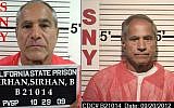 These composite photos provided by the California Department of Corrections and Rehabilitation show Sirhan Sirhan from left, in Oct. 29, 2009, and in  Sept. 20, 2012 (California Department of Corrections and Rehabilitation via AP)