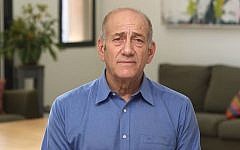 Former prime minister Ehud Olmert addresses Israelis in a video released hours before he was slated to begin serving out his prison sentence, on Monday, February 2, 2016. (screen capture: YouTube)