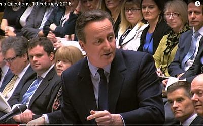 British Prime Minister David Cameron during PM's Question Time at the British Parliament. (Screen capture YouTube) British Prime Minister David Cameron during PM's Question Time at the British Parliament. (Screen capture YouTube)