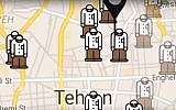 A image of a map from an Iranian smartphone app released February 9, 2016, allows users to avoid Tehran's morality police. (Screen capture: YouTube)