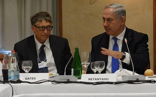 Prime Minister Benjamin Netanyahu site next to Bill Gates at the World Economic Forum in Davos, Switzerland, January 23, 2014. (Kobi Gideon/GPO/Flash 90) Prime Minister Benjamin Netanyahu site next to Bill Gates at the World Economic Forum in Davos, Switzerland, January 23, 2014. (Kobi Gideon/GPO/Flash 90)