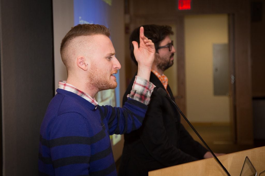 During a February 19, 2014 Israel advocacy conference at Boston's Northeastern University, Brett Loewenstern performed 'HaTikvah' (Elan Kawesch/The Times of Israel) During a February 19, 2014 Israel advocacy conference at Boston's Northeastern University, Brett Loewenstern performed 'HaTikvah' (Elan Kawesch/The Times of Israel)