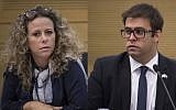 Zionist Union MK Ayelet Nahmias-Verbin and Likud MK Oren Hazan at the Knesset on October 26, 2015. (Hadas Parush/Flash90)