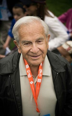 Sam Hershenhorn, 90, at 2015 Walk with Israel, a fundraising event for which he brought in $45,000 last year alone. (courtesy) Sam Hershenhorn, 90, at 2015 Walk with Israel, a fundraising event for which he brought in $45,000 last year alone. (courtesy)