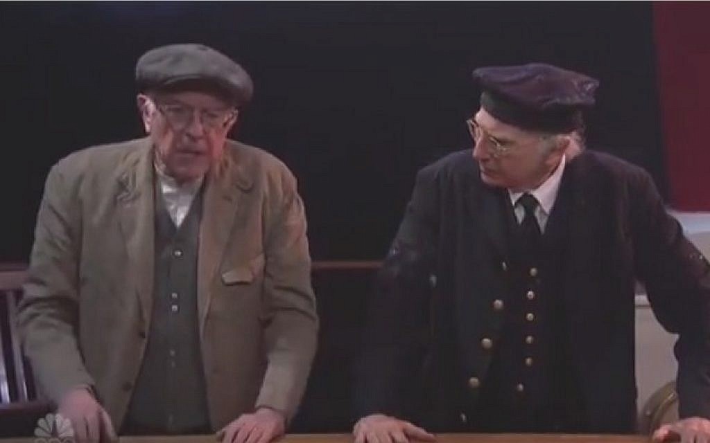 Democratic presidential hopeful Bernie Sanders (L) and comedian Larry David appear in a sketch on Saturday Night Live on February 6, 2016 (screen capture: YouTube) Democratic presidential hopeful Bernie Sanders (L) and comedian Larry David appear in a sketch on Saturday Night Live on February 6, 2016 (screen capture: YouTube)