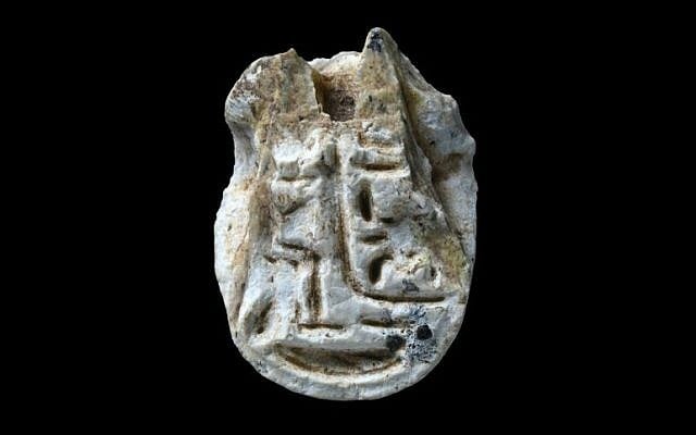 3,500-year-old scarab amulet found by a hiker in the Galilee, January 2016 (Clara Amit/Israel Antiquities Authority) 3,500-year-old scarab amulet found by a hiker in the Galilee, January 2016 (Clara Amit/Israel Antiquities Authority)