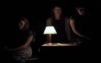 A staging of "Seven Jewish Children" by drama students (YouTube screenshot)