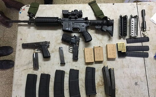 Weapons seized by IDF troops during overnight raids on West Bank towns and villages, February 22, 2016. (IDF Spokesman's Unit) Weapons seized by IDF troops during overnight raids on West Bank towns and villages, February 22, 2016. (IDF Spokesman's Unit)