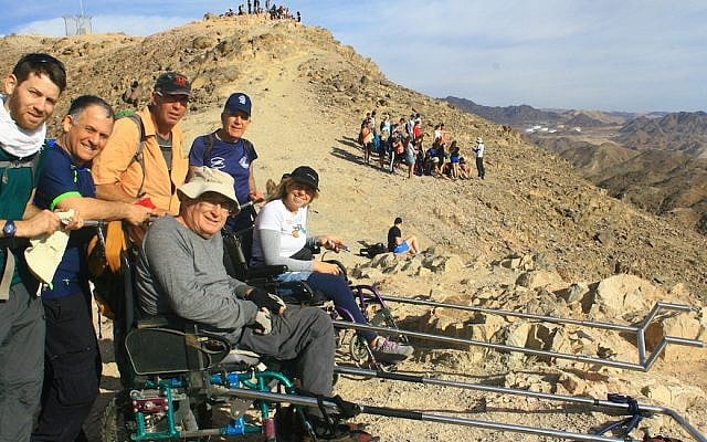 The Israeli startup Paratrek created an augmented wheelchair that allows people with paraplegia to go on hikes as a result of a Tikkun Olam Makers makethon. (Courtesy of Paratrek) The Israeli startup Paratrek created an augmented wheelchair that allows people with paraplegia to go on hikes as a result of a Tikkun Olam Makers makethon. (Courtesy of Paratrek)