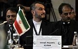 Iranian Deputy Foreign Minister Hossein Amir-Abdollahian attending an extraordinary meeting of the Organisation of Islamic Cooperation (OIC) to discuss the situation in Yemen, in the Saudi Red Sea city of Jeddah on June 16, 2016. (AFP)