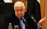 Syrian Foreign Minister Walid Muallem speaks during a press conference, Damascus, Syria, March 12, 2016. (AFP/Louai Behsara)
