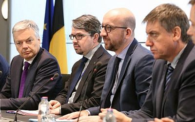 Top Belgian officials hold a press conference after the multiple explosions in Brussels at the airport and in the metro, on March 22, 2016 in Brussels (AFP/BELGA/Nicolas Maeterlinck) Top Belgian officials hold a press conference after the multiple explosions in Brussels at the airport and in the metro, on March 22, 2016 in Brussels (AFP/BELGA/Nicolas Maeterlinck)