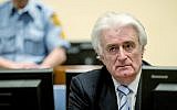 Bosnian Serb wartime leader Radovan Karadzic sits in the courtroom for the reading of his verdict at the International Criminal Tribunal for Former Yugoslavia (ICTY) in The Hague, on March 24, 2016.
(AFP / POOL / Robin van Lonkhuijsen)