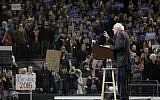 Democratic presidential candidate Bernie Sanders speaks during a rally at Safeco Field in Seattle on March 25, 2016. (AFP/Jason Redmond)