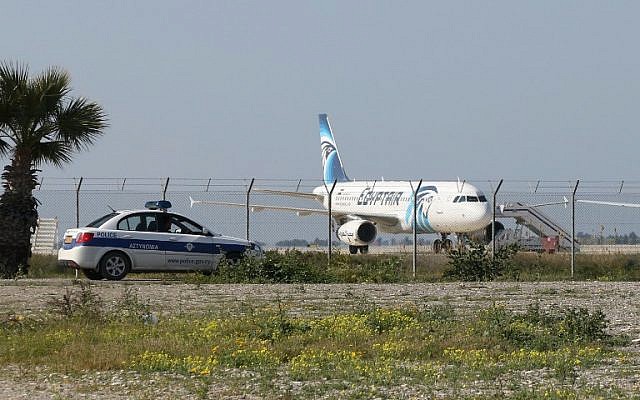 An Egypt Air Airbus sits on the tarmac of Larnaca airport after it was hijacked and diverted to Cyprus on March 29, 2016. (AFP/STR) An Egypt Air Airbus sits on the tarmac of Larnaca airport after it was hijacked and diverted to Cyprus on March 29, 2016. (AFP/STR)