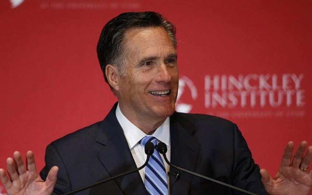 Mitt Romney gives a speech on the state of the Republican party at the Hinckley Institute of Politics on the campus of the University of Utah, March 3, 2016. (George Frey/Getty Images/AFP)