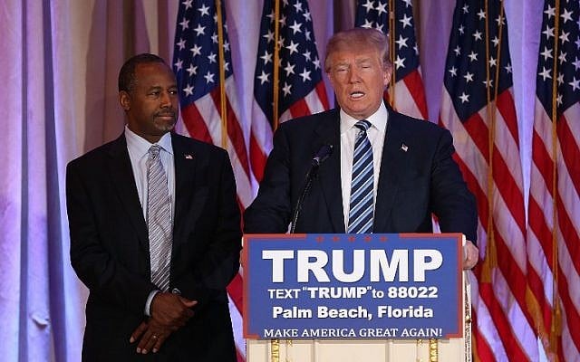 Republican presidential candidate Donald Trump stands with former rival Ben Carson on March 11, 2016. (Joe Raedle/Getty Images/AFP) Republican presidential candidate Donald Trump stands with former rival Ben Carson on March 11, 2016. (Joe Raedle/Getty Images/AFP)