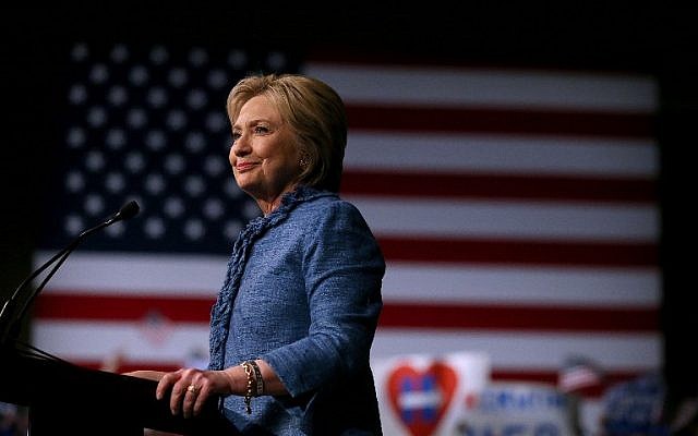 Democratic presidential candidate former Secretary of State Hillary Clinton speaks during her primary night gathering on March 15, 2016 in West Palm Beach, Florida. (Justin Sullivan/Getty Images/AFP)