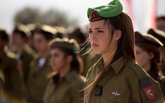 The female soldiers of the Jordan Lions Battalion during their swearing-in ceremony in February 2015. (IDF Spokesperson's Unit.) The female soldiers of the Jordan Lions Battalion during their swearing-in ceremony in February 2015. (IDF Spokesperson's Unit.)