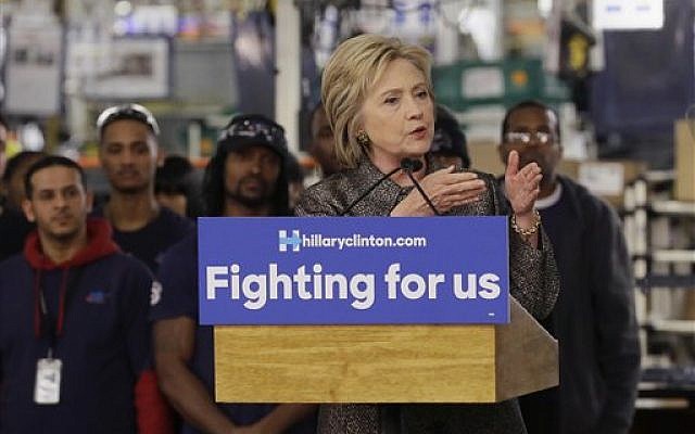 Democratic presidential candidate Hillary Clinton speaks at the Detroit Manufacturing Systems plant, Friday, March 4, 2016, in Detroit. (AP Photo/Carlos Osorio) Democratic presidential candidate Hillary Clinton speaks at the Detroit Manufacturing Systems plant, Friday, March 4, 2016, in Detroit. (AP Photo/Carlos Osorio)