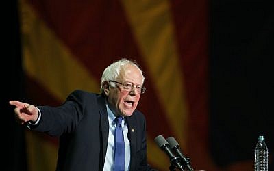 Democratic presidential candidate Sen. Bernie Sanders, I-Vermont, speaks at a campaign rally at the Phoenix Convention Center in Phoenix, Tuesday, March 15, 2016. (AP Photo/Ricardo Arduengo)