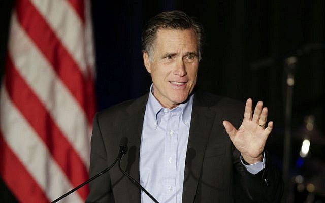 In this Jan. 16, 2015, file photo, Mitt Romney, the former Republican presidential nominee, speaks during the Republican National Committee's winter meeting aboard the USS Midway Museum in San Diego. (AP Photo/Gregory Bull, File) In this Jan. 16, 2015, file photo, Mitt Romney, the former Republican presidential nominee, speaks during the Republican National Committee's winter meeting aboard the USS Midway Museum in San Diego. (AP Photo/Gregory Bull, File)