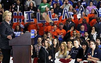 Democratic presidential candidate Hillary Clinton speaks during a rally at Cuyahoga Community College in Cleveland, March 8, 2016. (AP Photo/Tony Dejak)