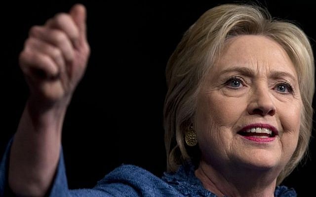 Democratic presidential candidate Hillary Clinton speaks during an election night event at the Palm Beach County Convention Center, West Palm Beach, Florida, March 15, 2016. (AP/Carolyn Kaster)