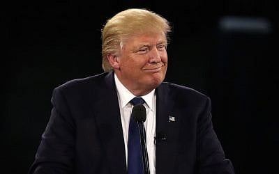Republican presidential candidate Donald Trump addresses the annual policy conference of the American Israel Public Affairs Committee (AIPAC), Washington, DC, March 21, 2016. (Alex Wong/Getty Images)