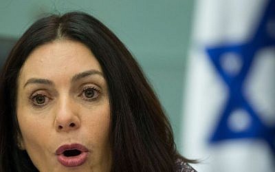 File: Culture and Sport Minister Miri Regev attends a Education, Culture, and Sports Committee meeting in the Knesset, January 27, 2016. (Yonatan Sindel/Flash90) File: Culture and Sport Minister Miri Regev attends a Education, Culture, and Sports Committee meeting in the Knesset, January 27, 2016. (Yonatan Sindel/Flash90)