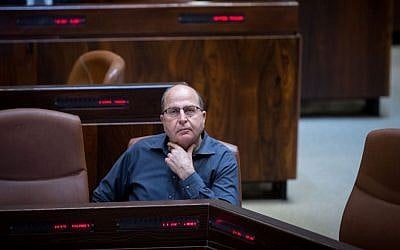 Defense Minister Moshe Ya'alon seen in the Knesset, February 29, 2016. (Miriam Alster/Flash90)